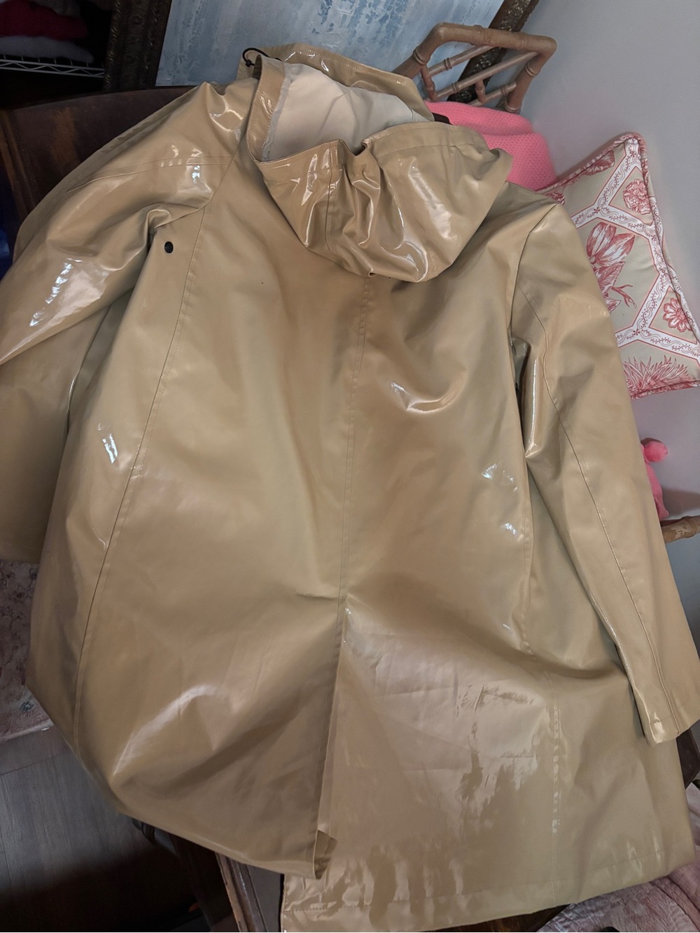 Jane Post Glossy Tan Trench Coat - Picture 6 of 6